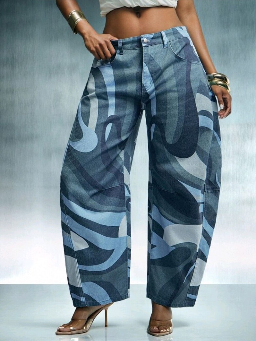 Women's Casual Daily Denim Jeans With Pocket, Button And Color Block Design